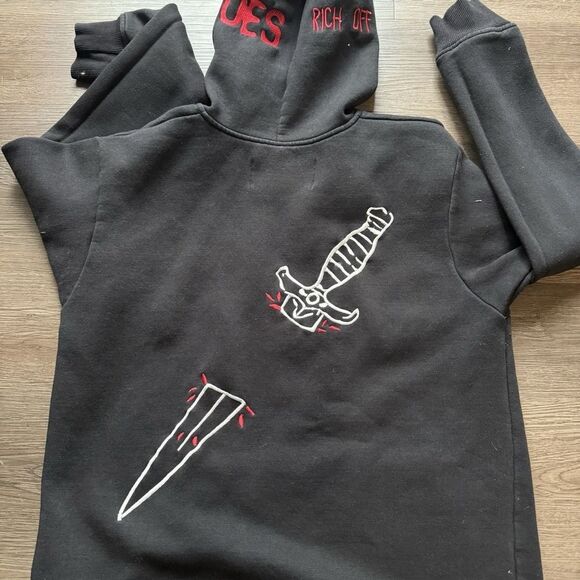 Ricchezza I Love NevHer Hoodie Size Large Rich Off My Exes 2020 Rare Black - Picture 9 of 10